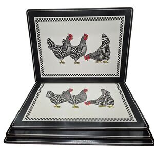 Vintage Pimpernel England Chicken Placemats Cork Back Farmhouse Set